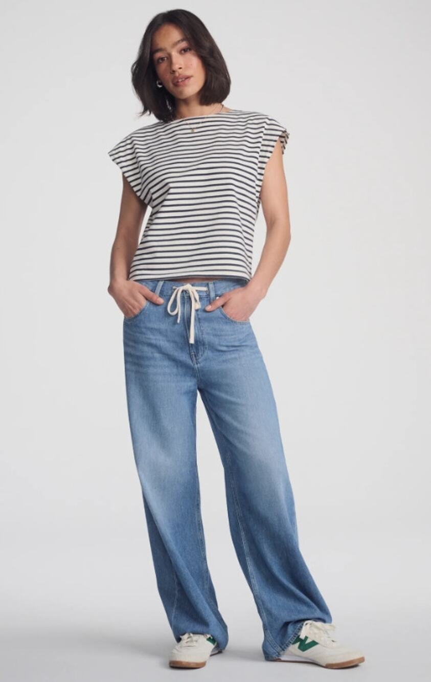 NWT Mavi Nella High Rise Wide Leg Drawstring Jeans Women Sz 26x30 Blue $148‎